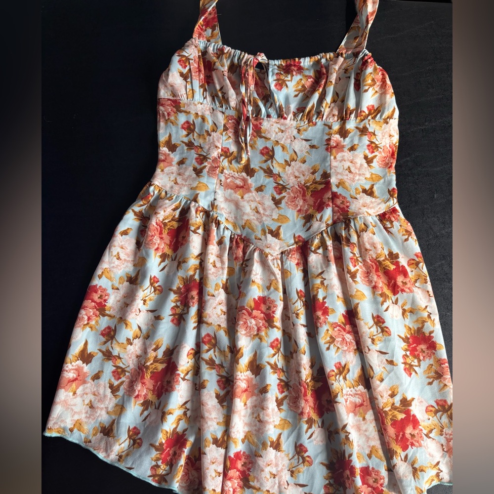 Floral Dress in Blue and Pink